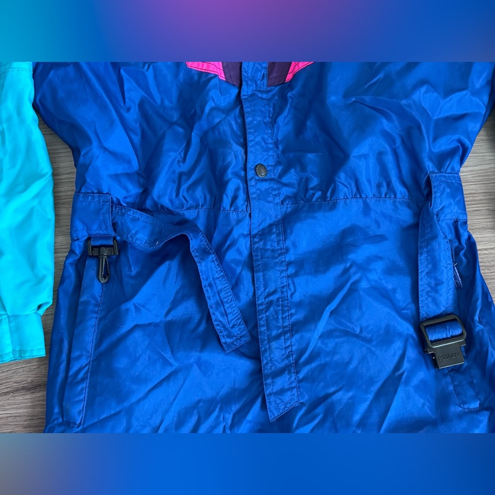 Vintage 80s 90s Nevica Blue & Pink Ski Suit One Piece Snowsuit Snow Bib *Flaws - Picture 3 of 16